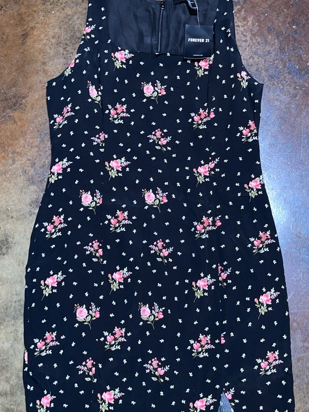 Forever 21 Black Mini Dress with Pink Floral Print